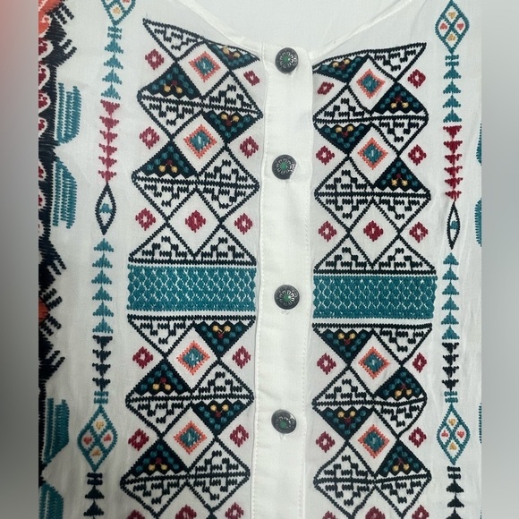 Tasha Polizzi Darling Western Boho Embroidered Baby Doll Tunic Shirt~S~ - Picture 3 of 5